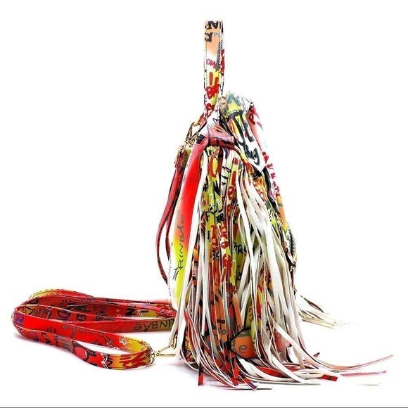 ⭐️Host Pick⭐️Multi Graffiti Motorcycle Jacket Fringe Backpack - Picture 3 of 8